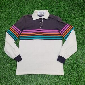 Vintage 80s Dee-Cee MOD Polo Shirt Womens 2XS 16x22 Striped